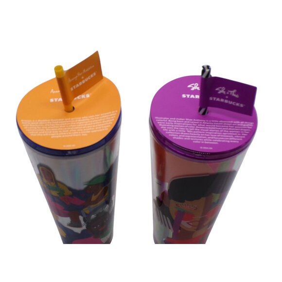 STARBUCKS + ANANYA RAO-MIDDLETON 2024 COLLAB 24 OZ  Starbucks She X This & Ananya Rao-Middleton Set 2 Cold Cup 24oz Tumblers NEW